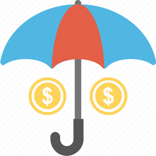 Bank under umbrella, financial insurance, safe money, saving protection, wealth security icon - Download on Iconfinder