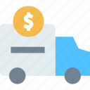 delivery, delivery truck, dollar, money, truck