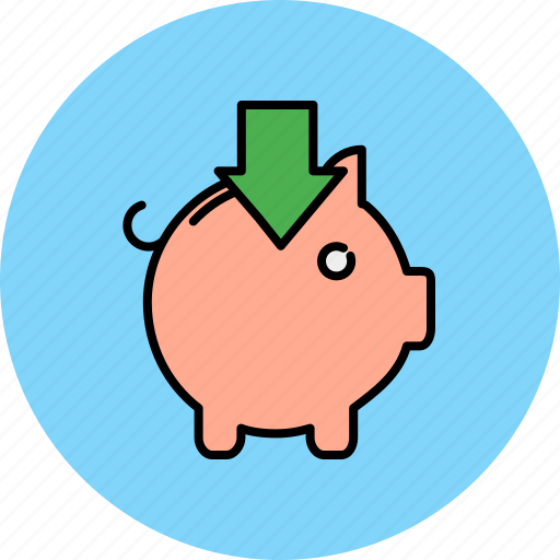 Arrow, bank, down, finance, insert, piggy icon - Download on Iconfinder