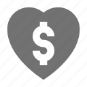 dollar heart, favorite sign, finance, heart shape, heart sign 