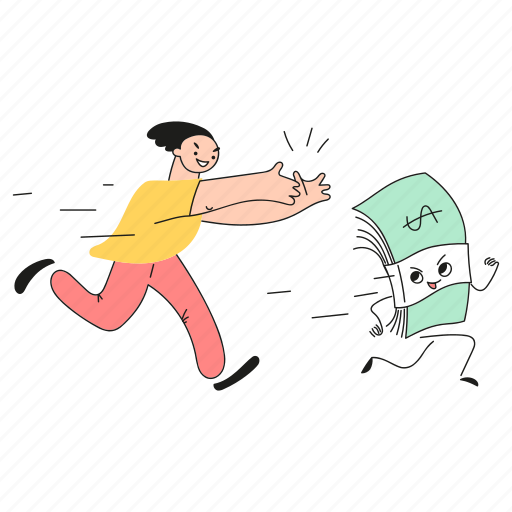 Follow, chase, chasing, running, escape, pursue, money illustration - Download on Iconfinder