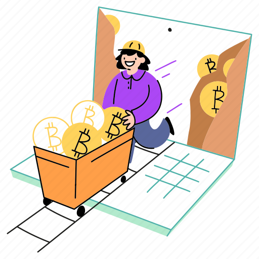Mining, bitcoin illustration - Download on Iconfinder