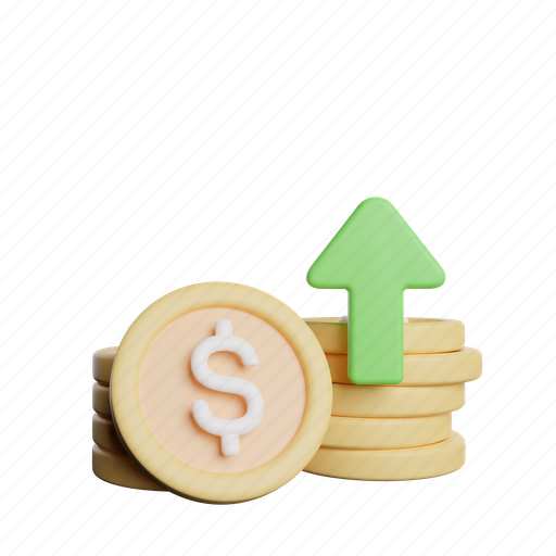 Money, growth, front, coin, banking, finance, cash 3D illustration - Download on Iconfinder