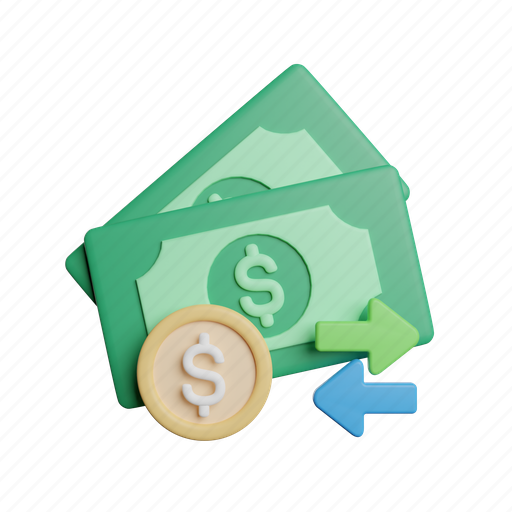 Transfer, money, cash, front, finance, business, payment 3D illustration - Download on Iconfinder