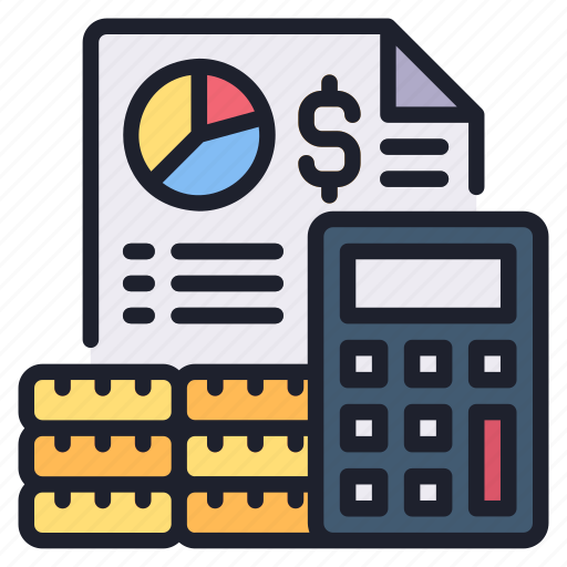 Budget, calculator, coins, paper, finance, money icon - Download on Iconfinder