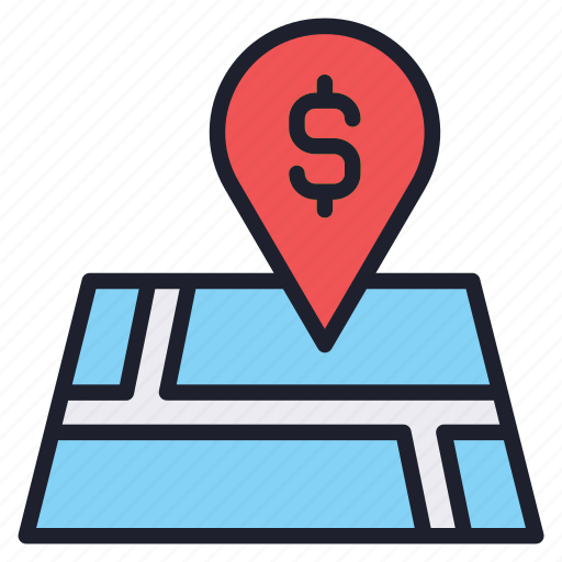 Dollar, map, location, bank, finance, money icon - Download on Iconfinder
