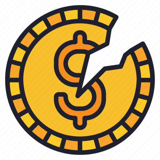 Finance, crisis, coin, crack, money icon - Download on Iconfinder