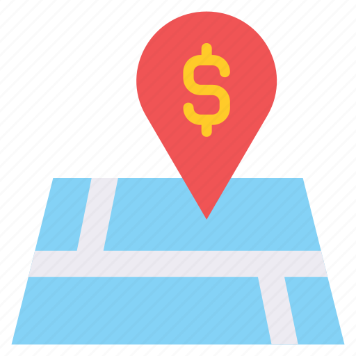 Dollar, map, location, bank, finance, money icon - Download on Iconfinder
