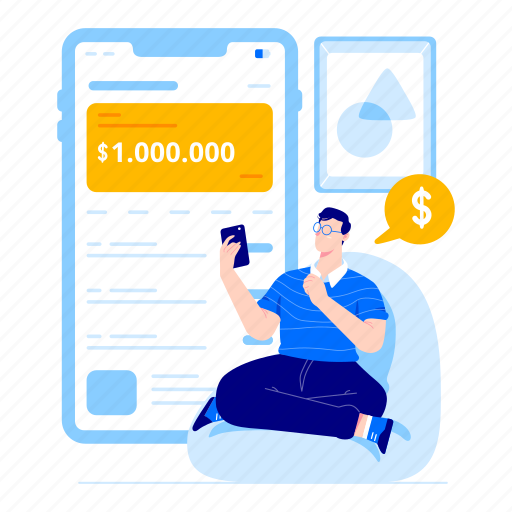Finance, app, man, money illustration - Download on Iconfinder