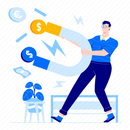 Money, attraction, magnet, finance illustration - Download on Iconfinder