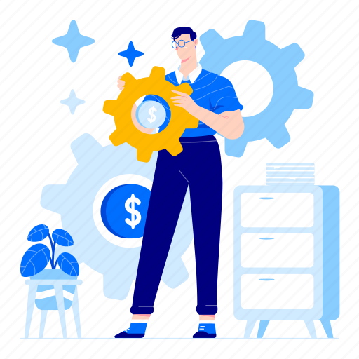 Money, management, gear, business, finance illustration - Download on Iconfinder