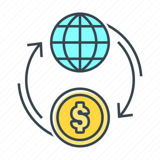 Finance, flow, money, money flow, coin, globe icon - Download on Iconfinder