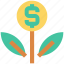 business, coin, dollar, finance, flower, grow, plant