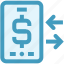arrow, dollar, dollar sign, exchange, mobile, online payment, smartphone 