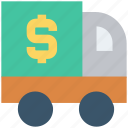 currency, delivery, dollar, dollar truck, money, transportation, van