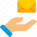 message, flat icon, envelope, mail, business, hand, gesture