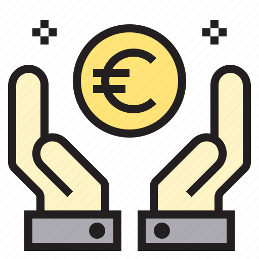 Coin, eu, hand, two icon - Download on Iconfinder