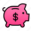 business, deposit, finance, money, pig 