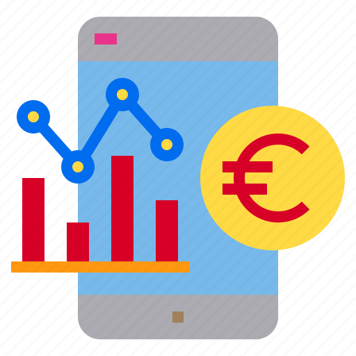 Coin, euro, graph, mobile icon - Download on Iconfinder