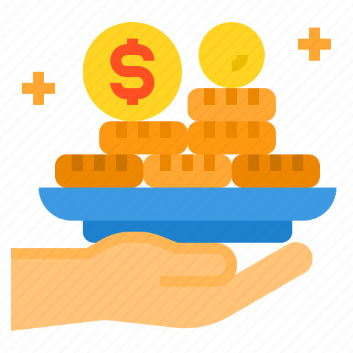 Coins, currency, hand, money, profit icon - Download on Iconfinder