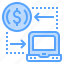 arrow, laptop, money, online, payment, exchange 