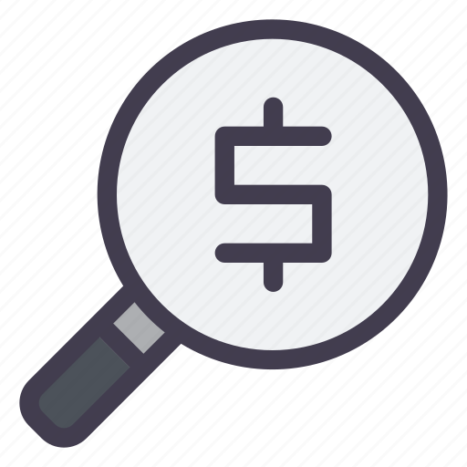 Magnifying, glass, currency, analysis, financial, finance icon - Download on Iconfinder