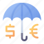 protection, insurance, money, currency, financial, umbrella 
