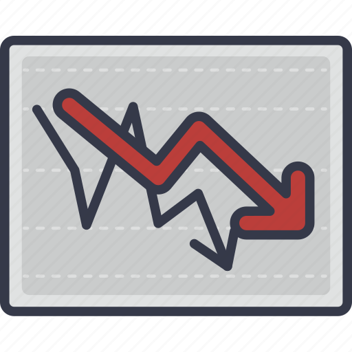 Analytics, arrow, arrows, chart, down, graph, red icon - Download on Iconfinder