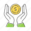 hands, holding, coin, education, investment, working 