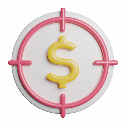 Target, money, aim, dollar, cash, focus 3D illustration - Download on Iconfinder