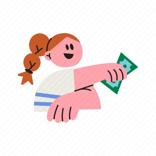 Girl, giving, cash, holding, receive, paying, buying icon - Download on Iconfinder