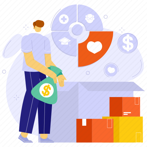 Financial, plan, saving, doonation, love, money, finance illustration - Download on Iconfinder
