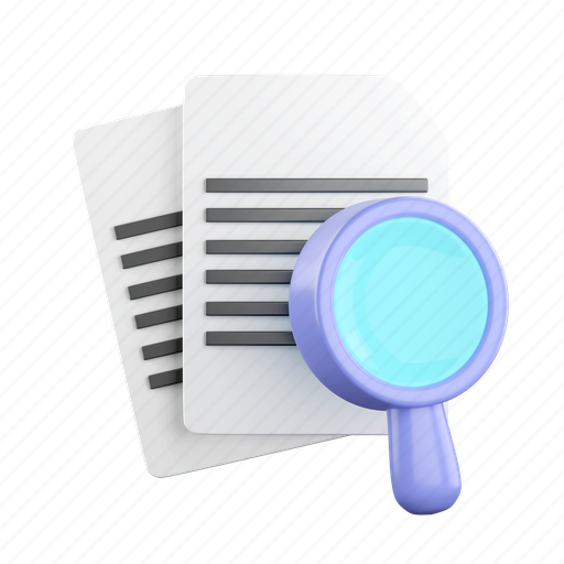 Document, find, search, research, online, file, magnifying 3D illustration - Download on Iconfinder