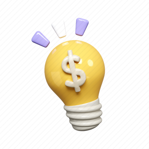 Idea, finance, lightbulb, saving, creativity, success, money 3D illustration - Download on Iconfinder