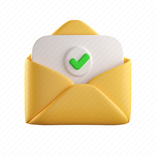 Envelope, check, open, message, letter, mail, send 3D illustration - Download on Iconfinder