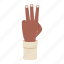 finger, hand, count, three, black, gesture 