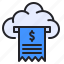 cloud, bill, receipt, storage 