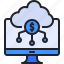 monitor, cloud, storage, money, computer 
