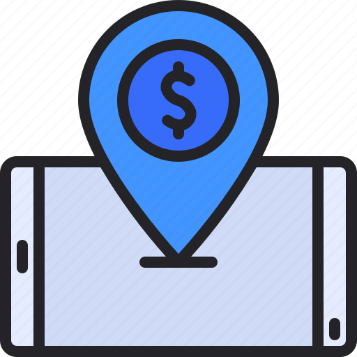 Pin, location, smartphone, mobile, money icon - Download on Iconfinder