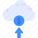 cloud, coin, storage, deposit, money