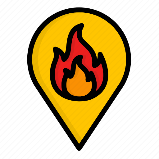 Fire, location, map, firefighter, blaze, emergency, burn icon - Download on Iconfinder