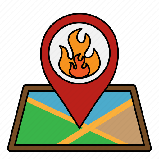 Firefighter, coordinates, fire, map icon - Download on Iconfinder