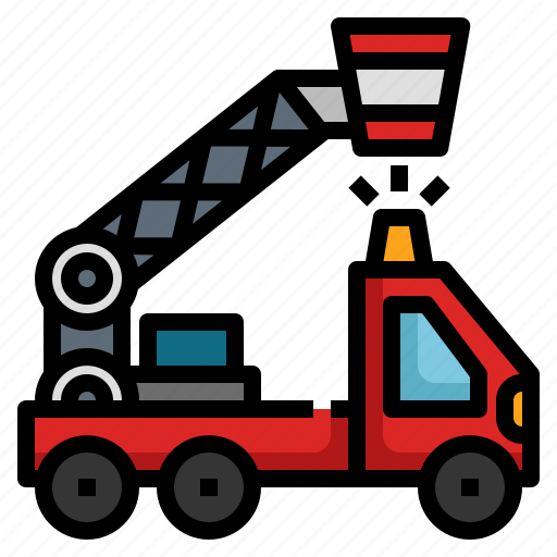Boom, lift, truck, emergency, firefighter, construction icon - Download on Iconfinder