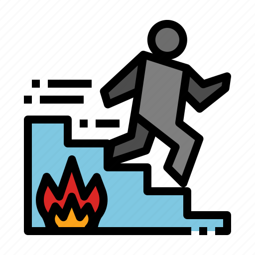 Fire, evacuation, firefighter, escape, flames, emergency icon - Download on Iconfinder