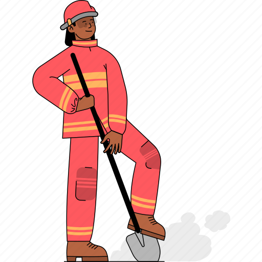 Firefighter, protection, fireman, profession, emergency, shovel, fire station illustration - Download on Iconfinder
