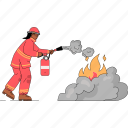 firefighter, fireman, fire, emergency, smoke, extinguisher, fire station 