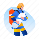 carrying, oxygen, safety, rescue, emergency, firefighter