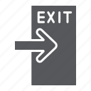 arrow, door, emergency, evacuate, exit, output 