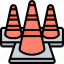 cone, traffic, street, warning, caution 