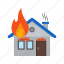 burning, damage, fire, flame, heat, house, smoke 